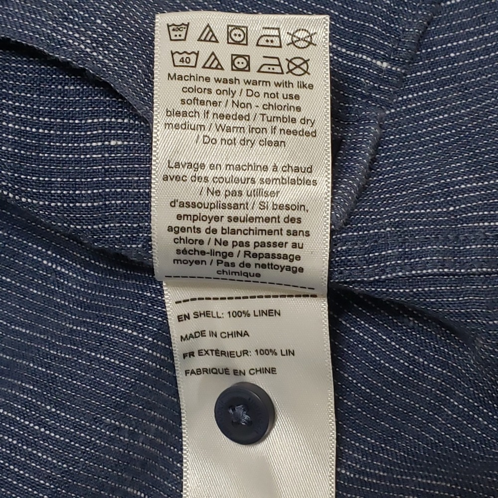 UNTUCKit Canon Linen Shirt Blue Stripe Short Sleeve Relaxed Fit Mens XXL - Picture 6 of 10